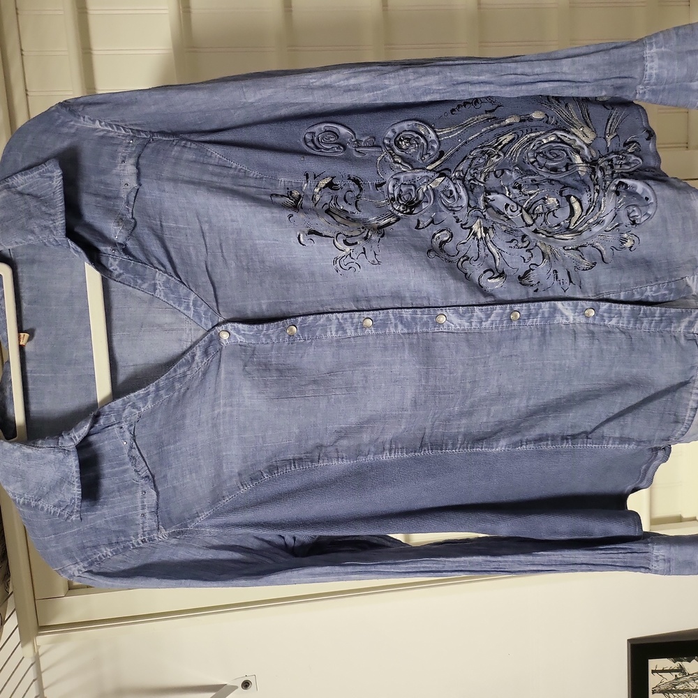 Reba size extra large snap button design cotton shirt